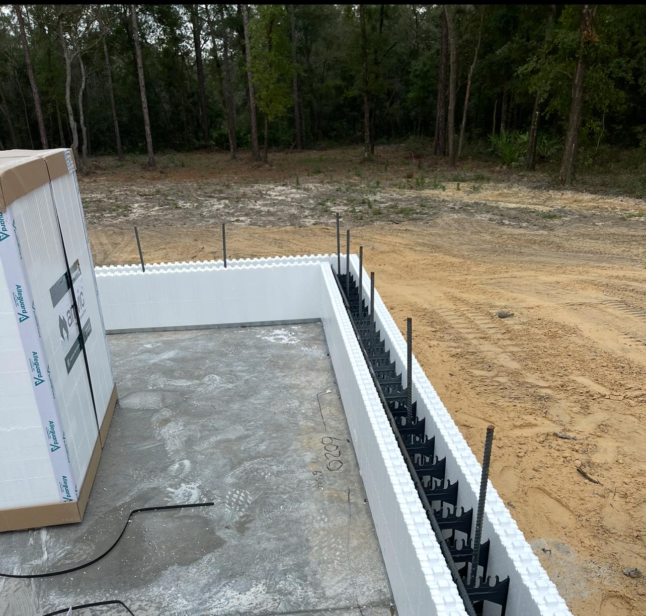 ICF foundation with rebar reinforcement and Amvic insulated forms