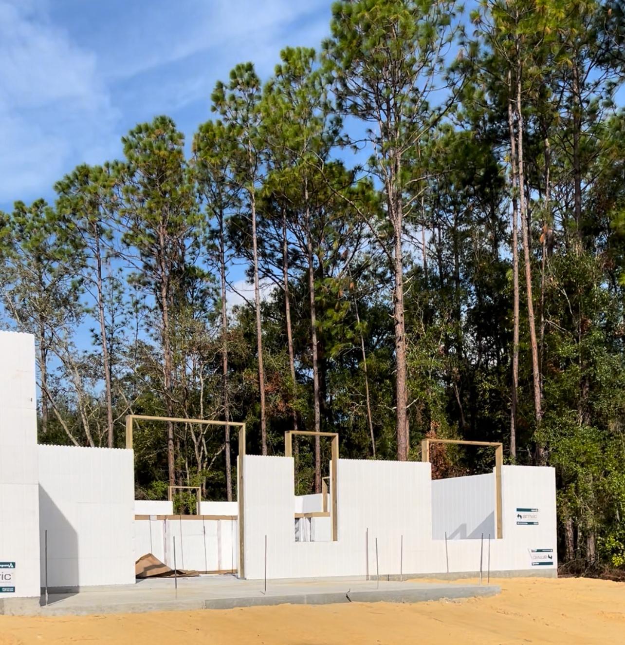 ICF walls nearing full height with window openings
